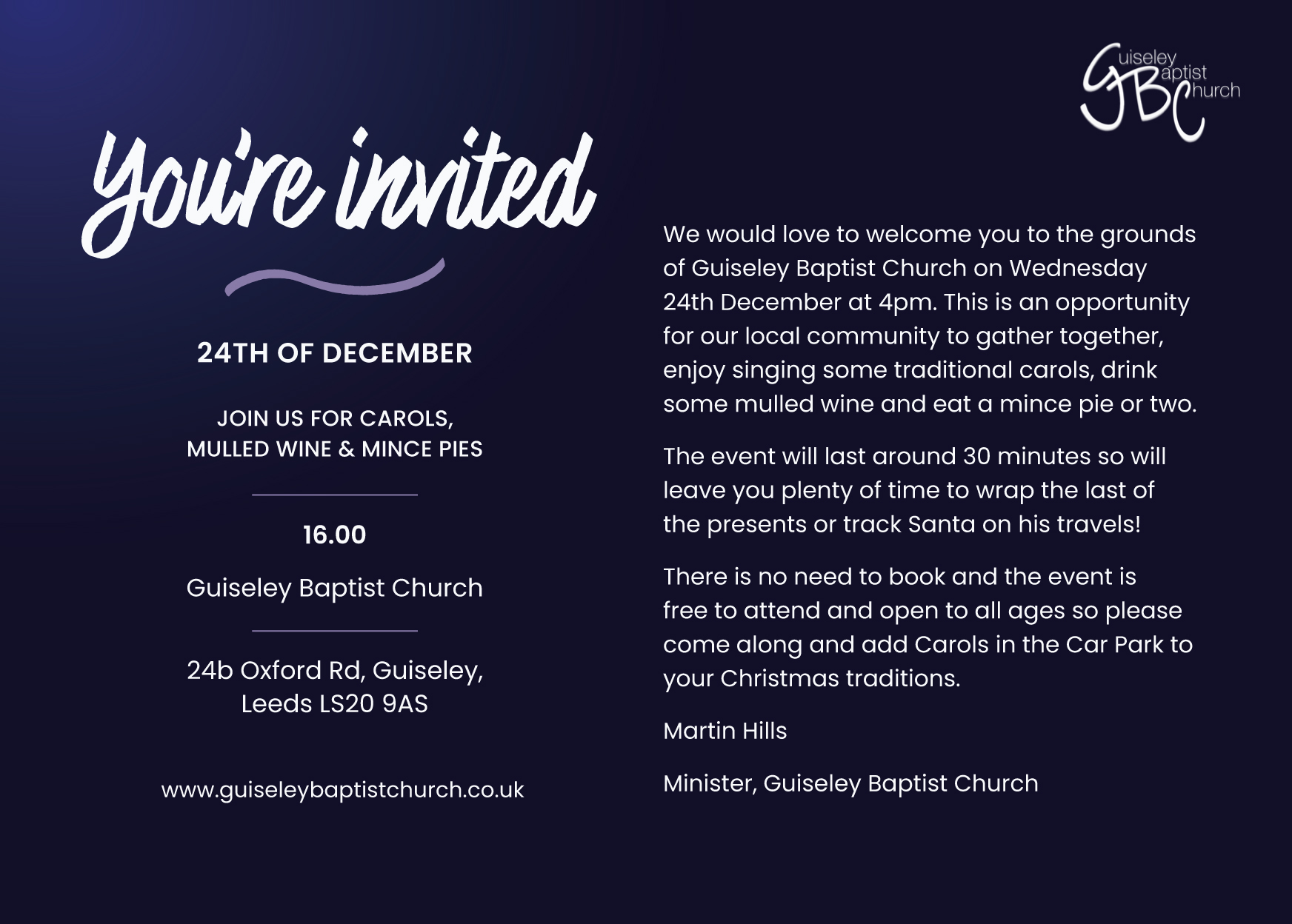 Christmas Flyer Reverse side